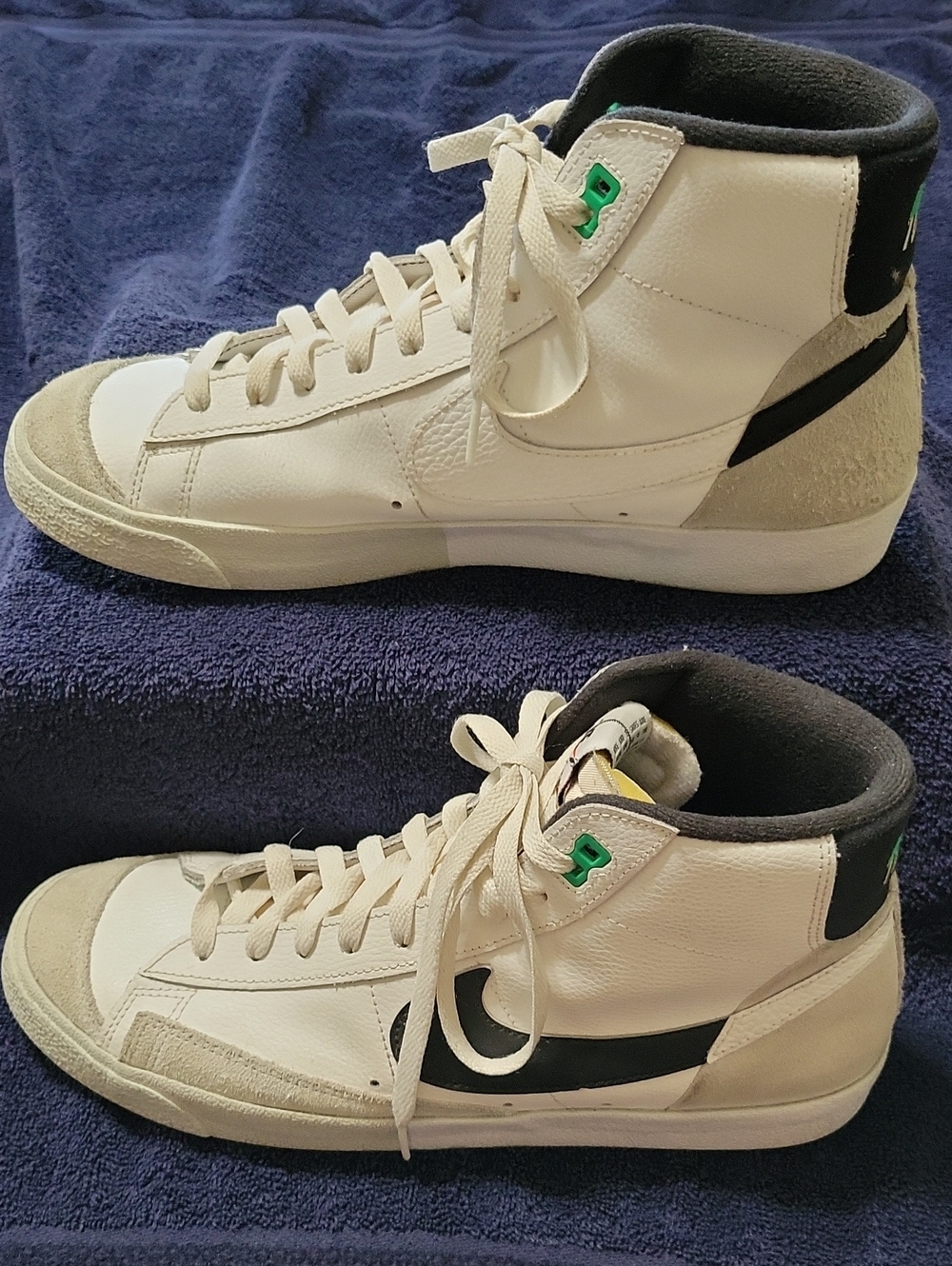Nike Blaze White and Black High-Top Sneakers, 77 Vintage, Size 10.5